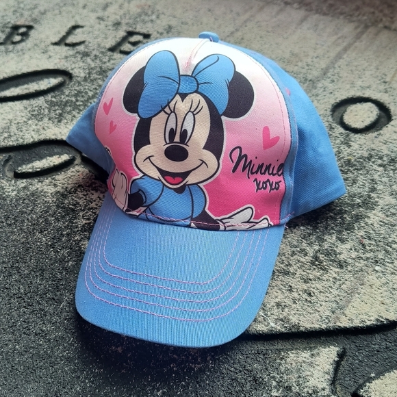 Girls Minnie Mouse Baseball Hat Blue Pink Cap Adjustable Strap Disney - Picture 2 of 8